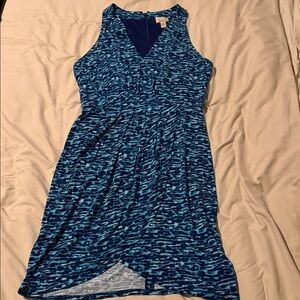 Blue Patterned Sleeveless Dress